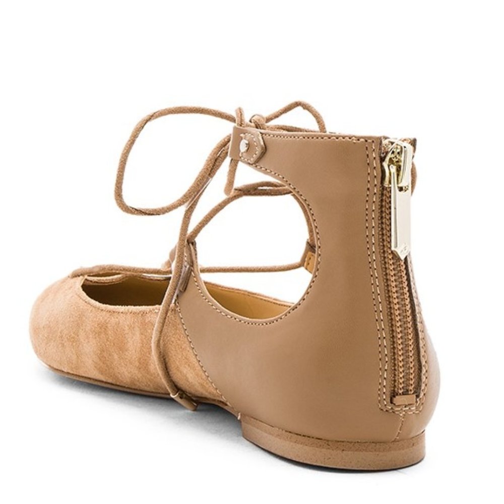 Sam Edelman Tan Lace-Up Flats - Picture 3 of 11